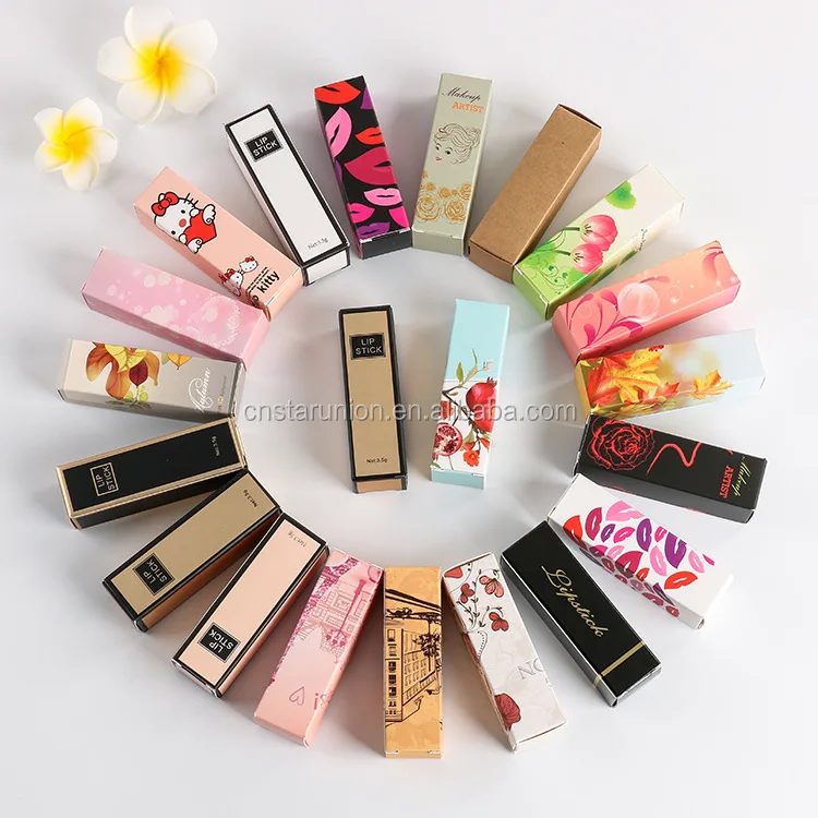 Cheap Customize Lipstick Color Paper Box Recycle Cosmetic Carton Lip Balm Packaging Display Box with Your Logo Pattern Printing