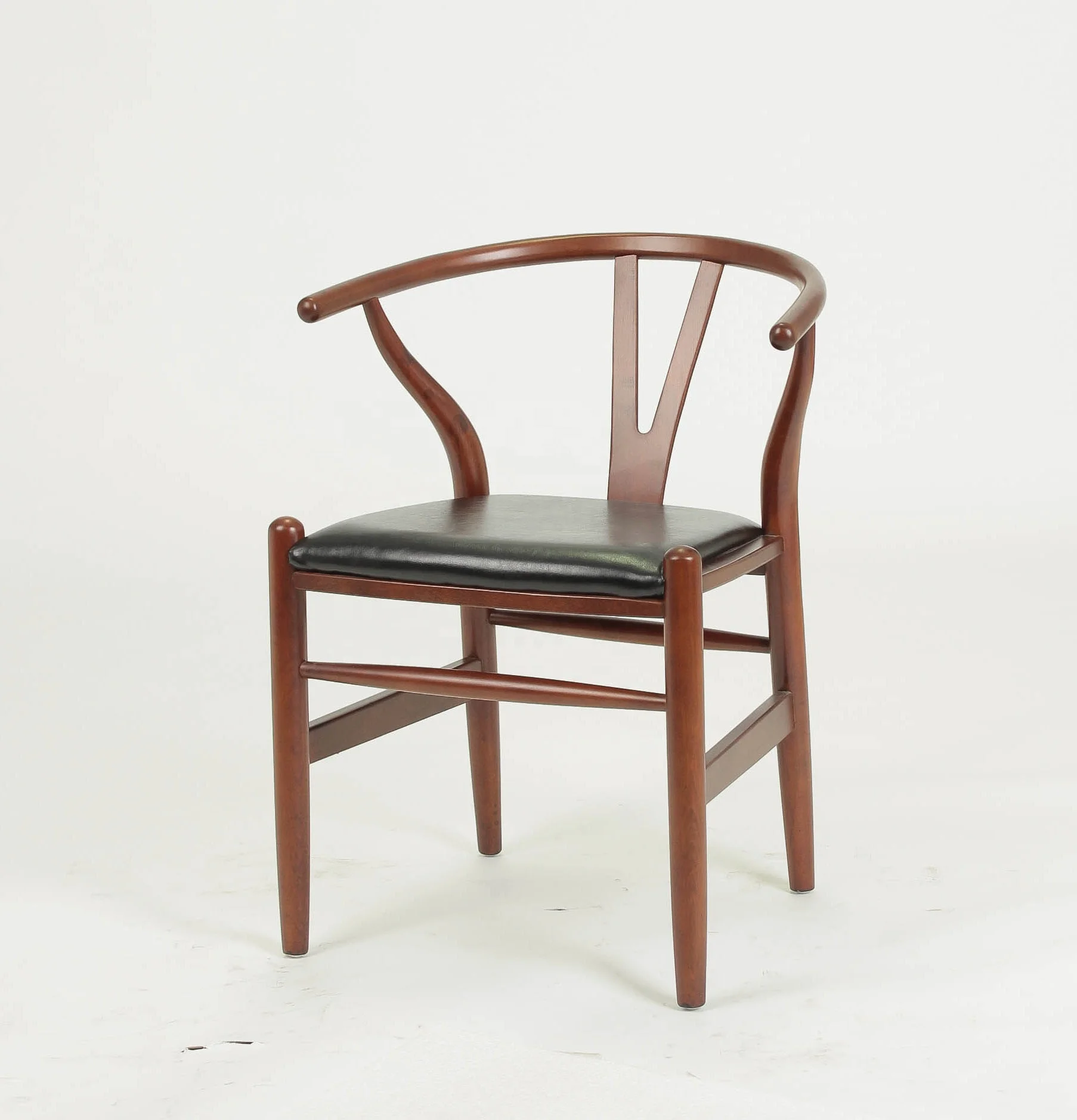 European style Antique solid wood Y back wishbone chair fabric seat wood frame armchair CH-337