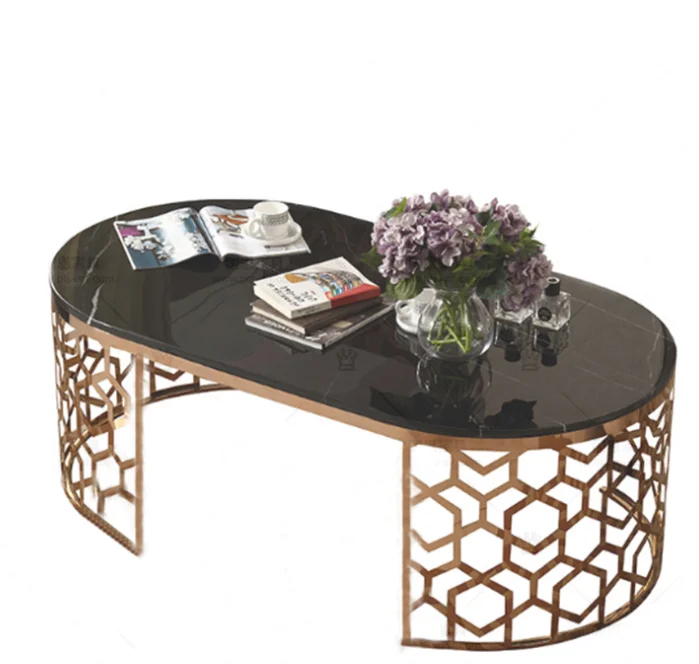 stainless steel modern smart luxury round marble coffee table