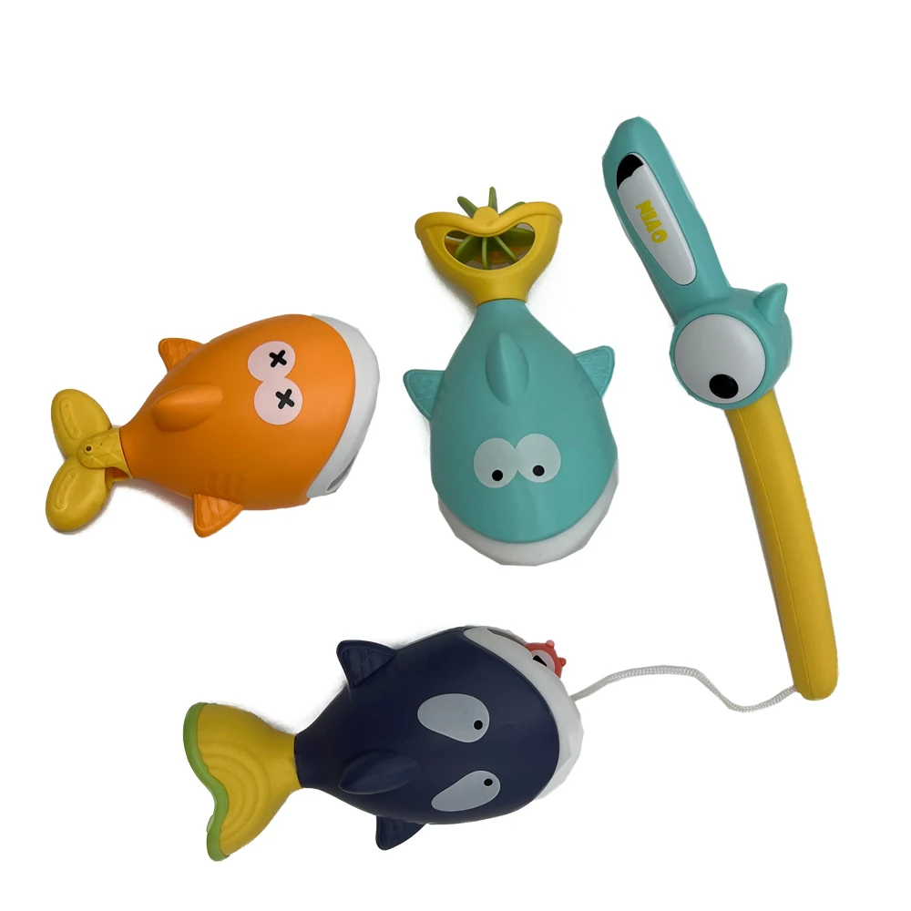 New Baby Bath Toy Magnet Wind Floating Plastic Whales for Water Play Scoop Net Fishing Gear for Bathroom Fun!