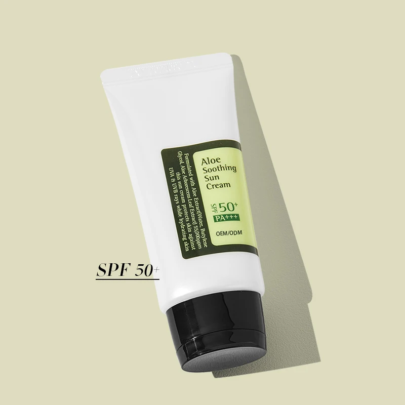 50ml Aloe Soothing Anti-Ageing Korea Cosmetics Spf50 Pa Lightweight Moisturizing Safe Sun Block Cream All Skin Types