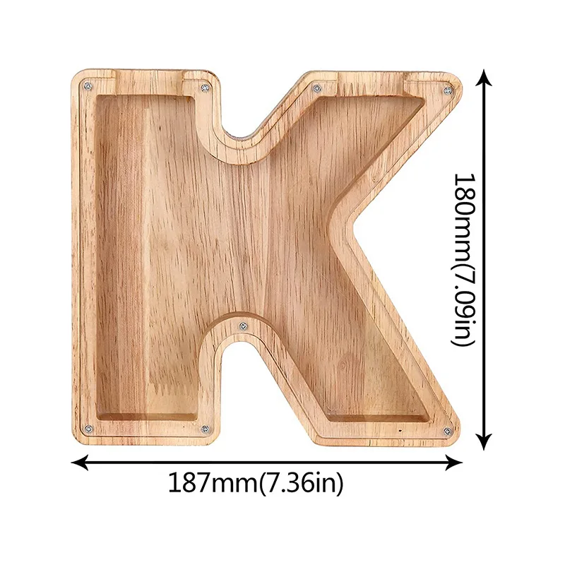 Factory hot sale wooden letter piggy bank wooden ornaments money boxes for easter and christmas gifts wooden coin box