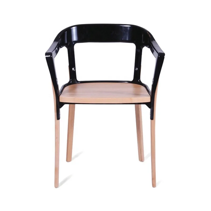 Современный недорогой металлический деревянный обеденный стул с подлокотником для помещения Morezhome