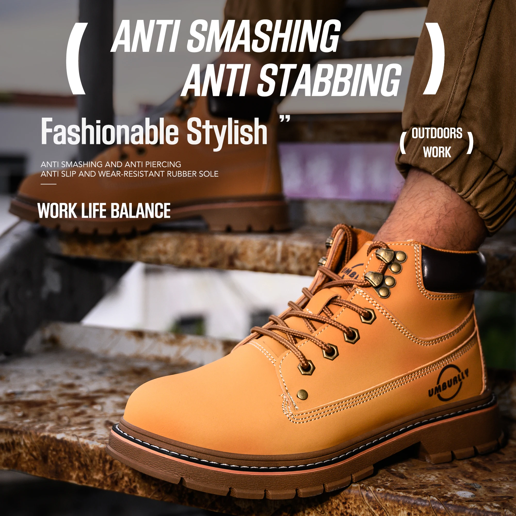 Special Anti-smashing and Puncture Safety Shoes Genuine Leather Light Breathable Soft Bottom Sport Hiking Safety Boot