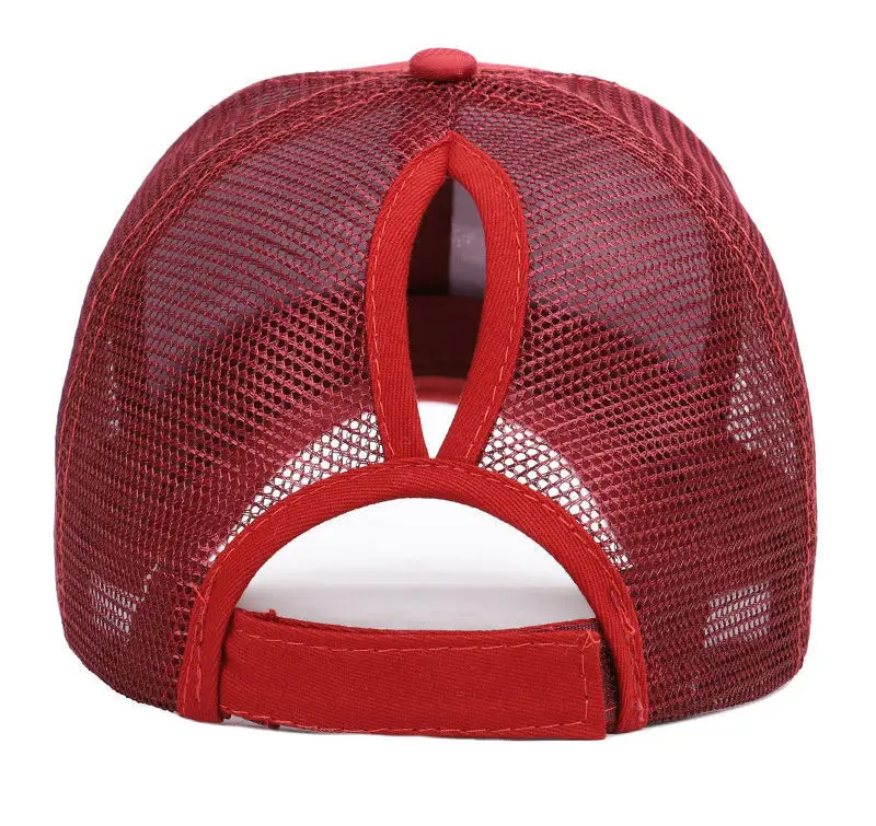 OEM Manufacture American Style Baseball Cap Custom Embroidery Floral 5 Panel Back Mesh Ponytail Trucker Hat