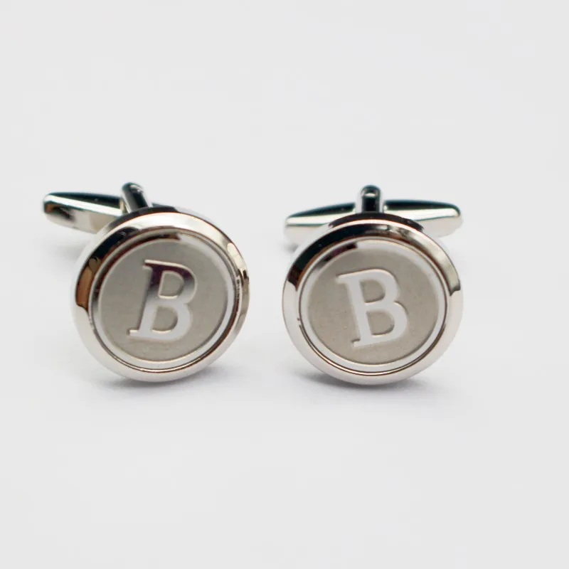 2024  Meise Mens Classic Initial Cufflinks 26 Alphabet Business Wedding Stainless Steel Engraved Cufflinks for Gift and Party