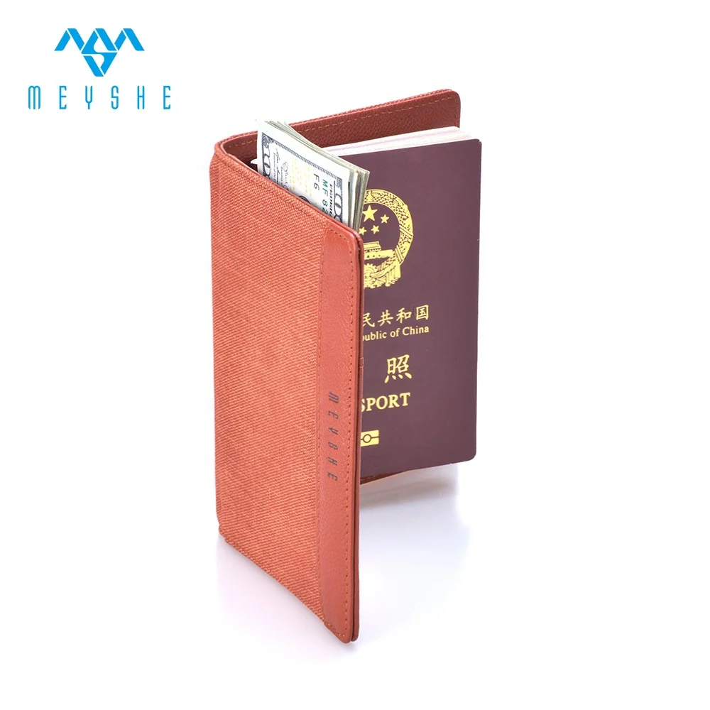 New arrival brown canvas splice genuine leather personalize passport card holder cover
