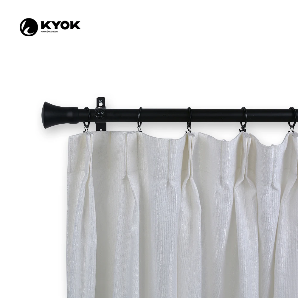 European and American Style Metal Curtain Rod and Accessories Column Shape Curtain Finials  Black Surface Treatment Curtain Pipe