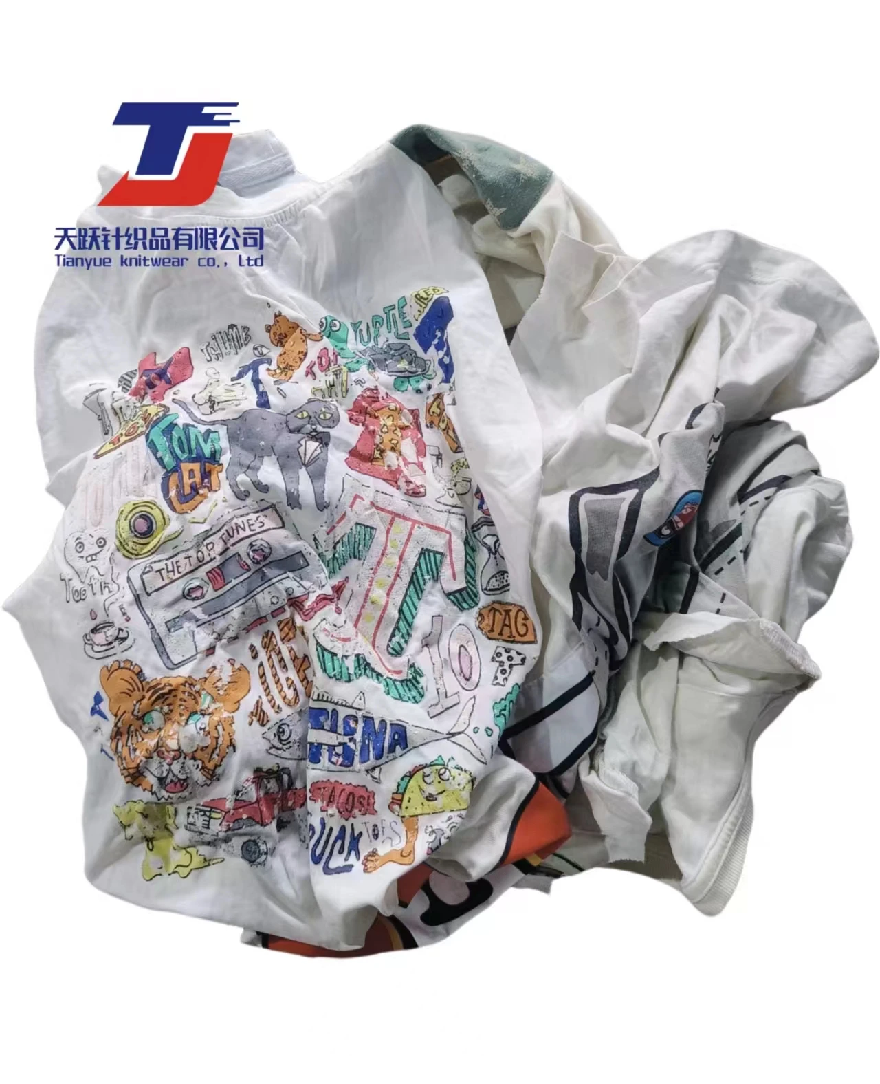 100% Cotton LOGO T-Shirt Rags Industrial White Wiping Cotton Rags for Marine & Automotive Supplies Textile Waste Cleaning