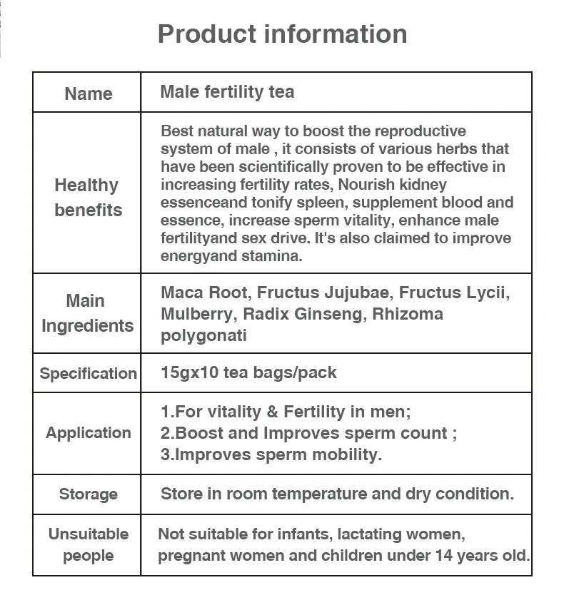 Winstown male fertility Vitality Herbal Tea Natural Health Male Healthy man x-Power energy  Natural herbal MACA tea