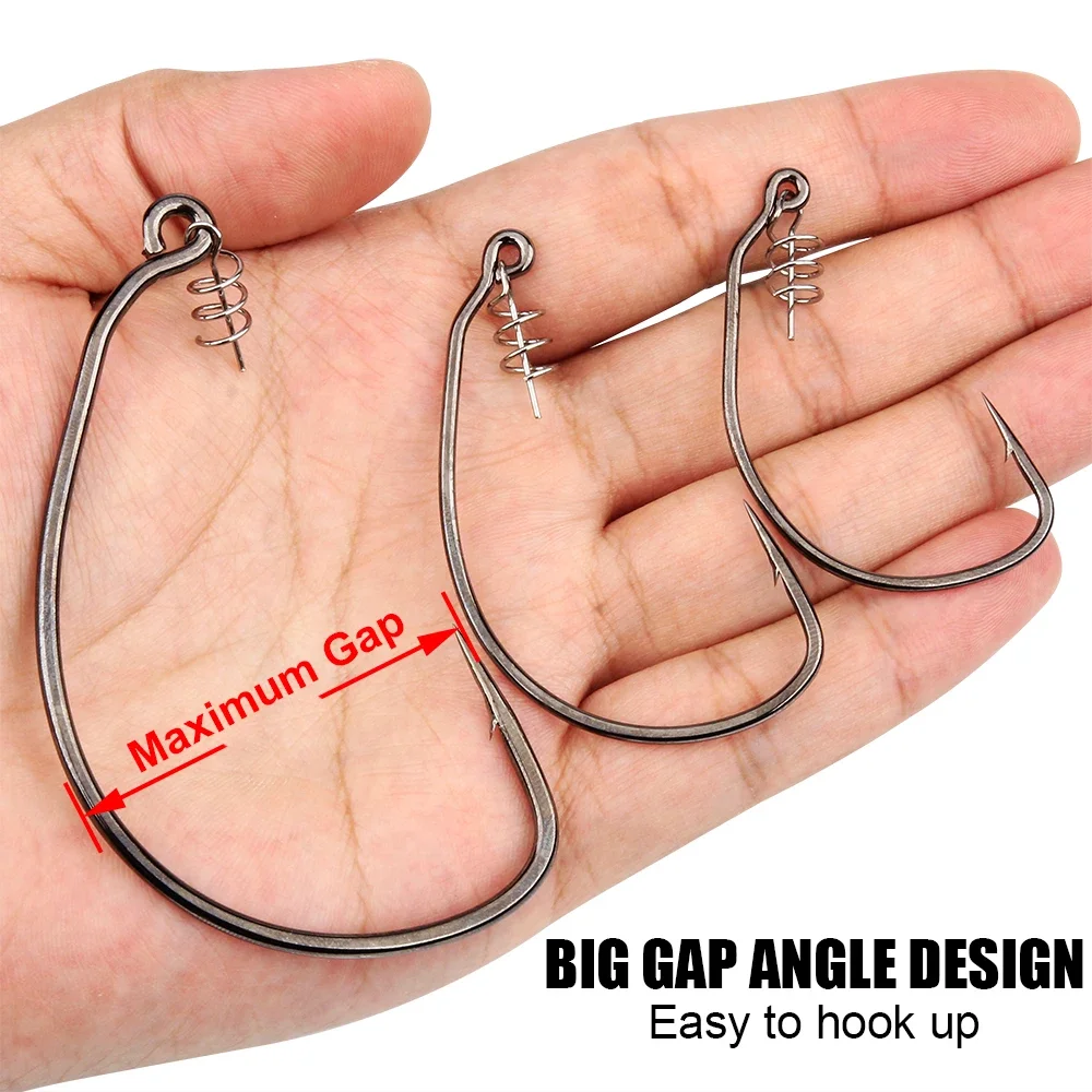 Spinpoler Soft Swimbait Fishing Hooks 5/0 7/0 10/0 3X High Carbon Steel Extra Wide Gap Saltwater Offset Fishhooks Fishing Tackle