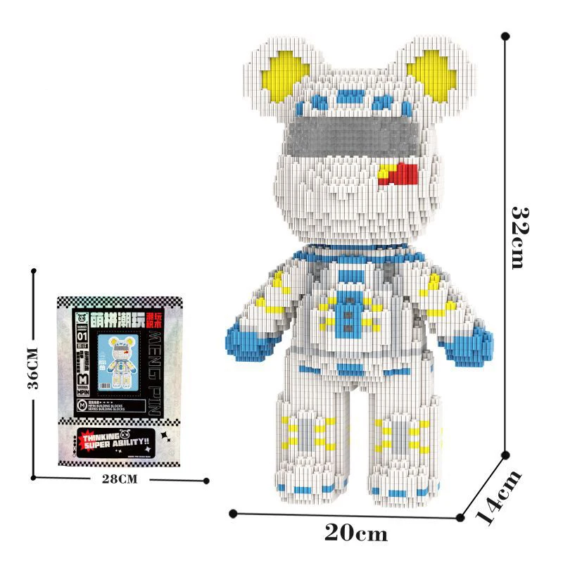 3D Beared Building Block Brick Kawaii Model Micro Diamond Bricks Developmental Toys For Boys Kid Children Birthday Gifts