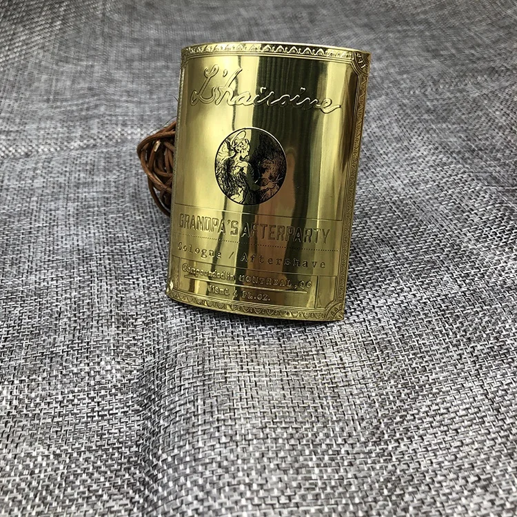 Aluminum stickers logo customized blank waterproof qr code 3d embossed rose gold sunglasses cosmetic aluminum stickers