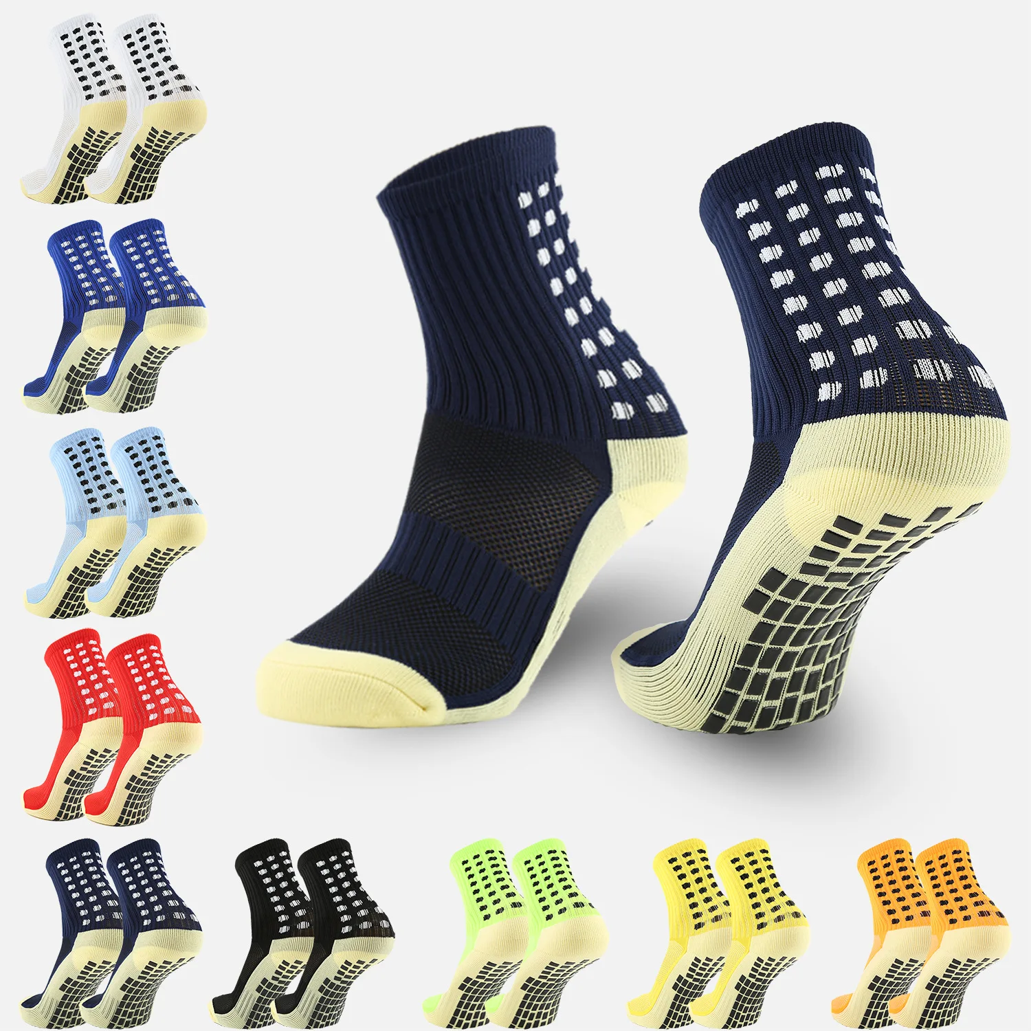 Wholesale custom performance sports non-slip athletic soccer grip anti-slip football socks for men