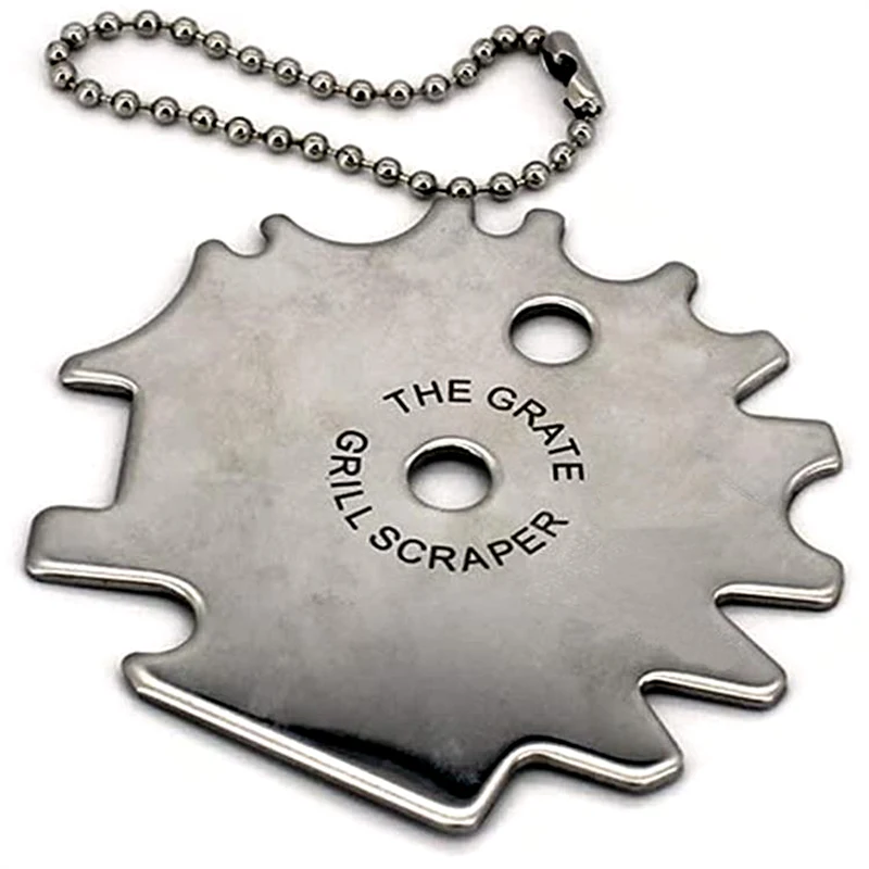 Portable mini stainless steel BBQ grate grill cleaner scraper grill scraper with key chain
