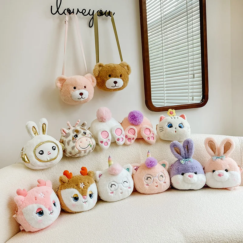 Wholesale Cartoon Teddy Animal Bear Bags Stuffed Rabbit Toy For Baby gift Animals Plush bag