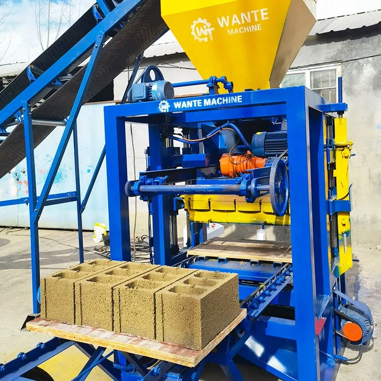 QT4-24 Semi-Automatic Paving Block Making Machine Hollow Cement Brick Creator