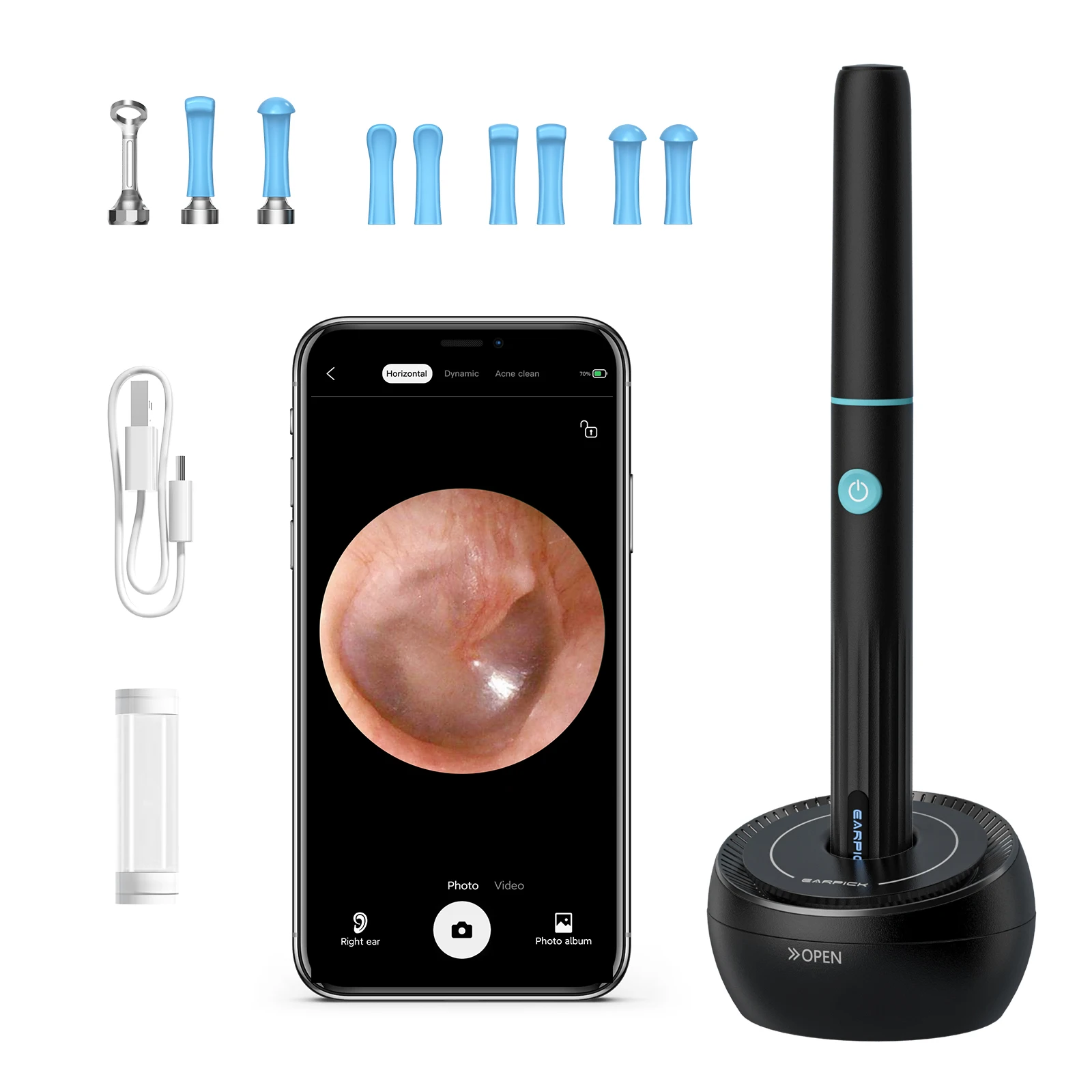 Find A-Pro Soulear Intelligent Visual Ear Pick 6-Axis Gyroscope 5MP 3.5mm Lens for Adults Kids&Pets Otoscope Camera Ear Cleaner