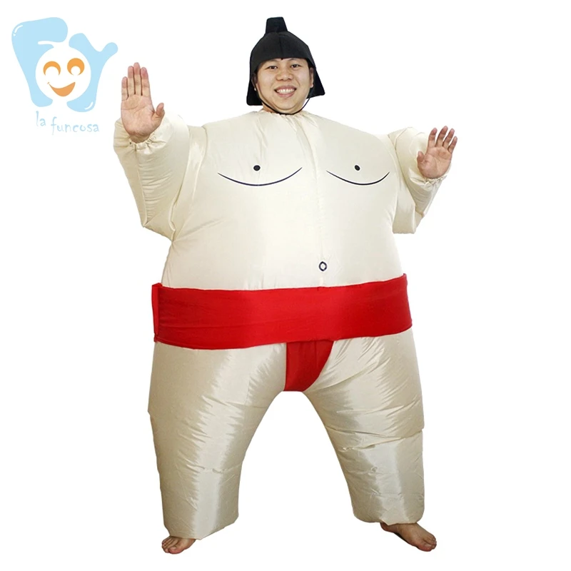 Adults Halloween Costumes Funny Fat Inflatable Sumo Wrestling Costumes Air Blow UP Suits