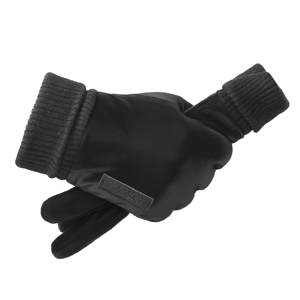 Mens winter cashmere warm Riding Electric Motorcycle Windproof cold-proof touch screen ski cotton gloves