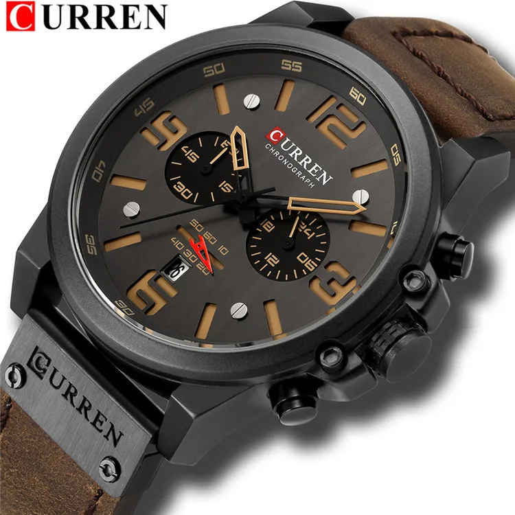 
Топ Элитный бренд CURREN 8314 военные кожаные спортивные кварцевые часы с секундомером и календарем часы на каждый день, модные мужские часы  (62493891136)