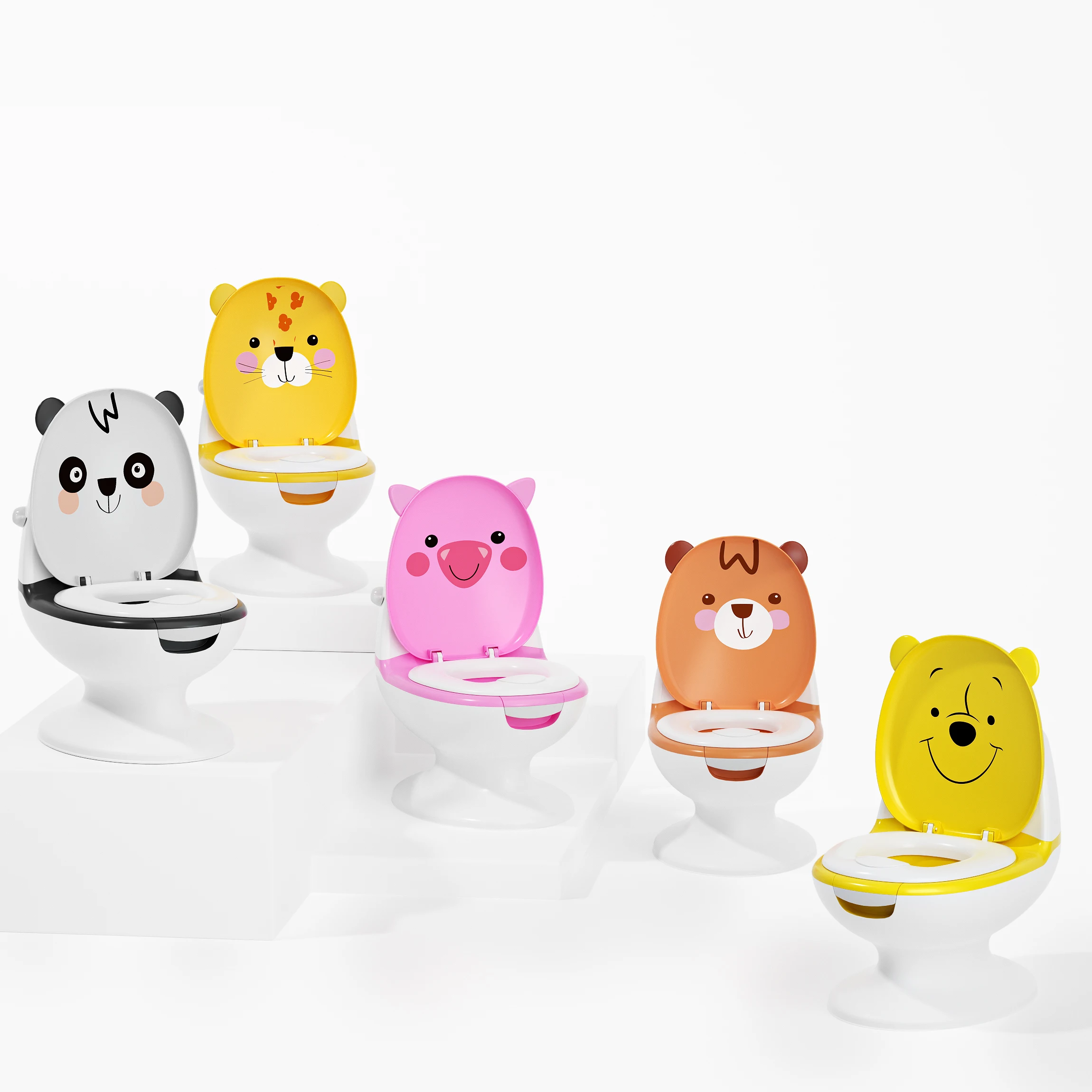 New Release ASTM Cartoon Toilet Feel Like an Adult Toilet Baby Potty for 2 Years Toddler