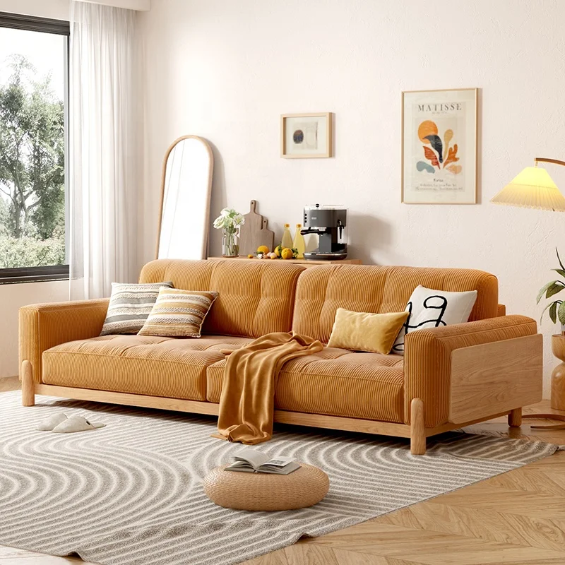 Hot Selling Waterproof Corduroy Fabric Modern Wood Sofa For Living Room