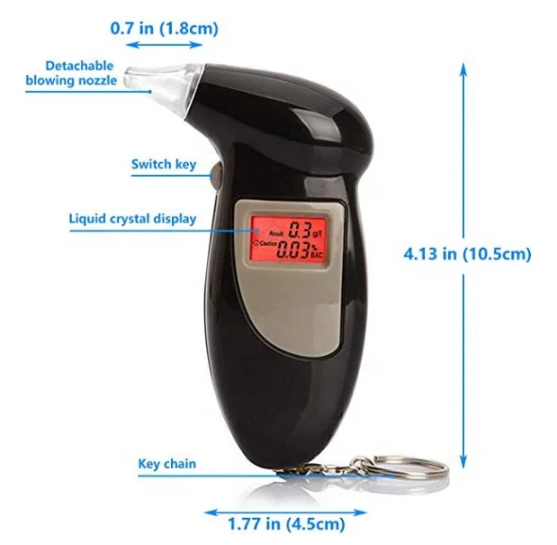 Portable keychain alcohol breath tester high precision mini alcohol tester for car drivers