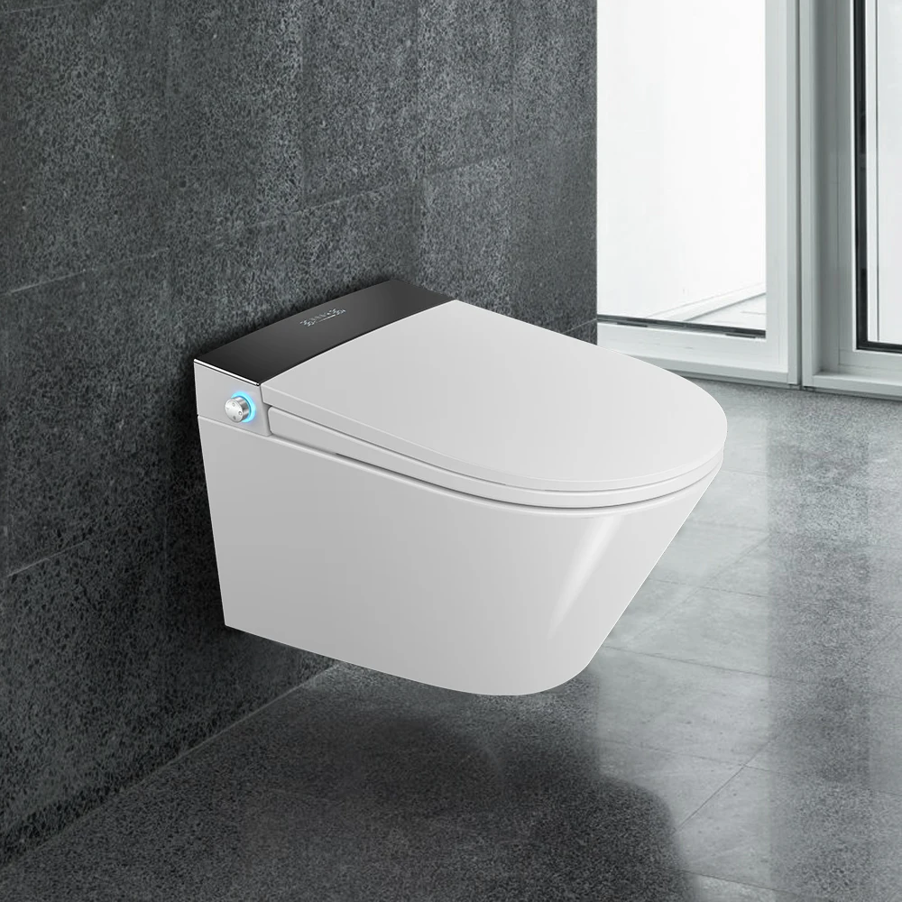 High quality wall mounted ceramic one piece electric intelligent toilet bowl automatic bathroom wall hung smart toilet