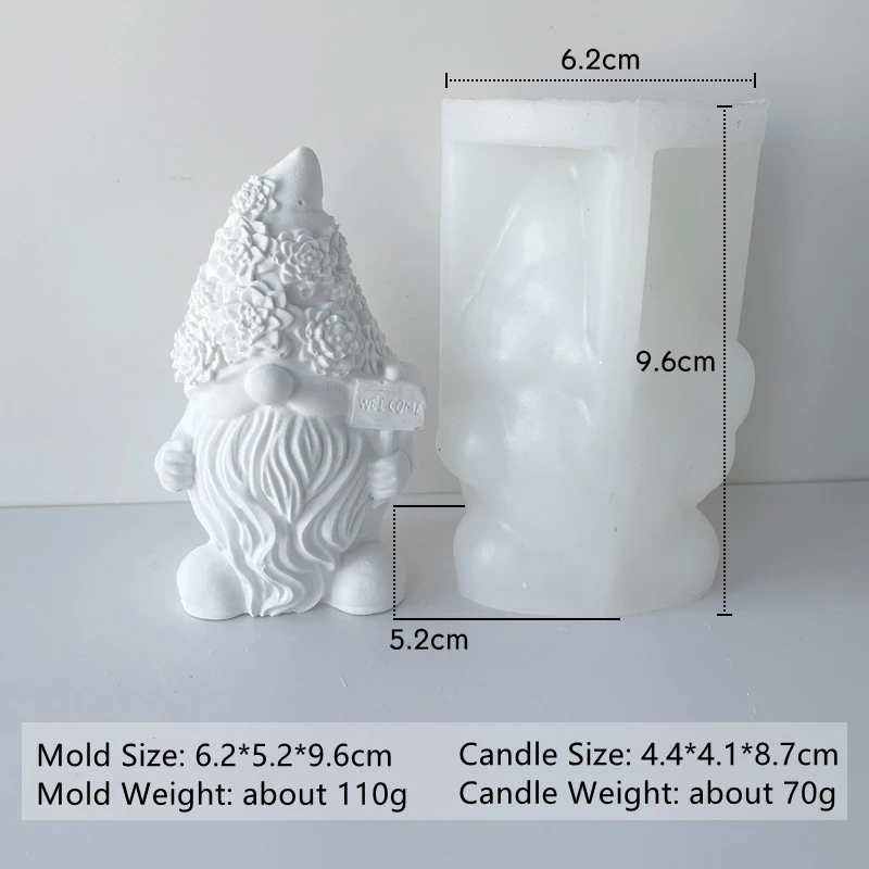 New Design Silicone 3d Dwarf Doll Molds Bearded Gnomes Candle Mould Christmas Santa Gnome Ornament Resin Mold