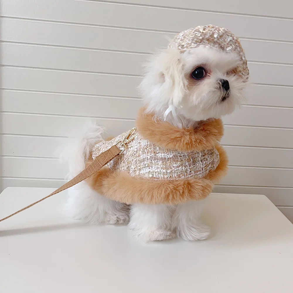 Luxury Winter Puppy Dog Cloak Pet Cape Warm Fur Mantle Clothes