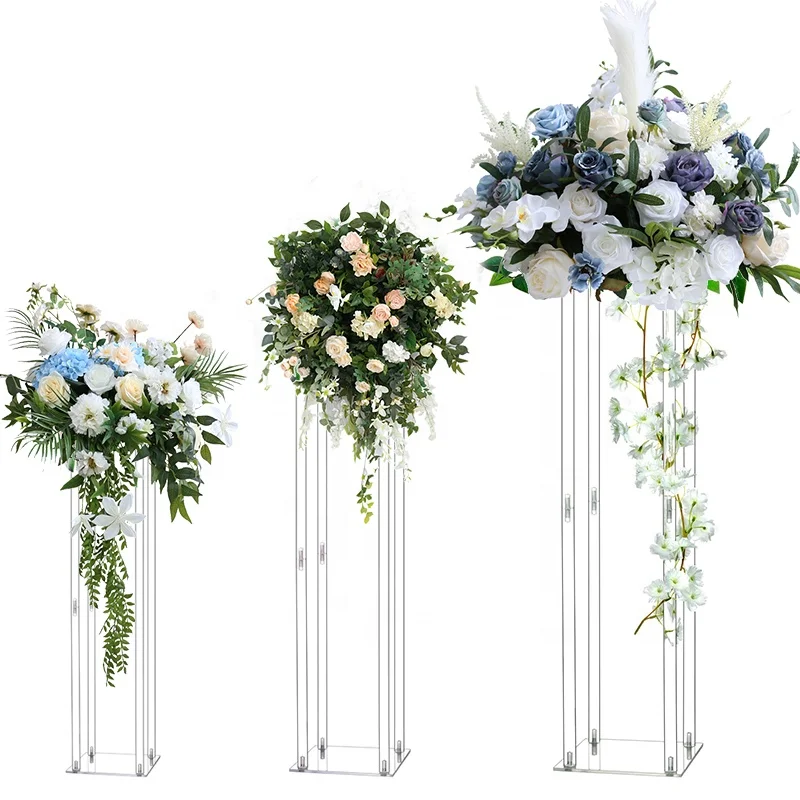 Plastic Wedding Roman Pillar Column Stand Clear Acrylic Flower Stand Wedding Centerpieces for Tables