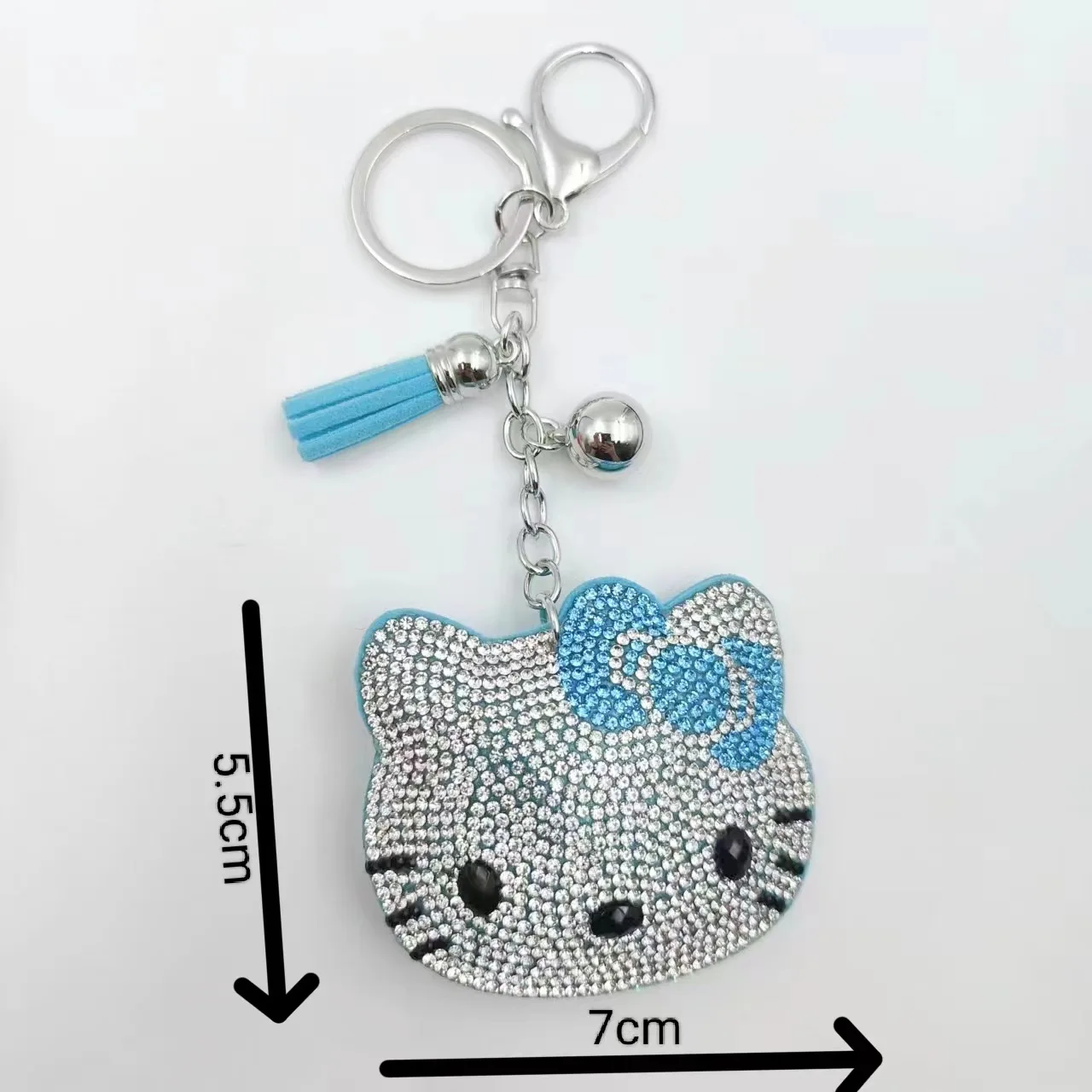 Wholesale Bling Crystal Kitty Cat Keychain Full Rhinestone Lucky Cat Keychain Cheap Full Diamond glitter Cat Tassel Key chain