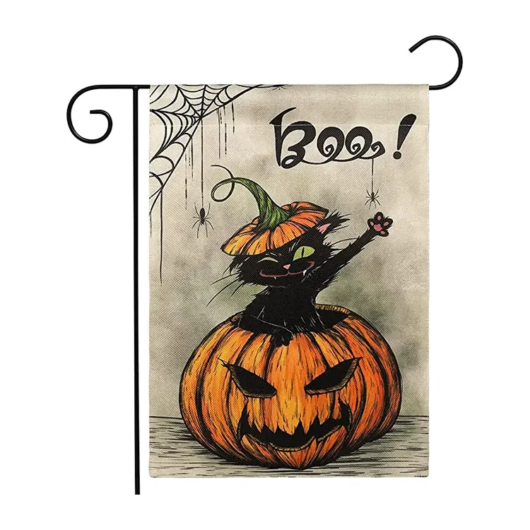 Sunshine Outdoor Advertisements Cheap Accessory  Halloween Garden Flag With Iron Pole