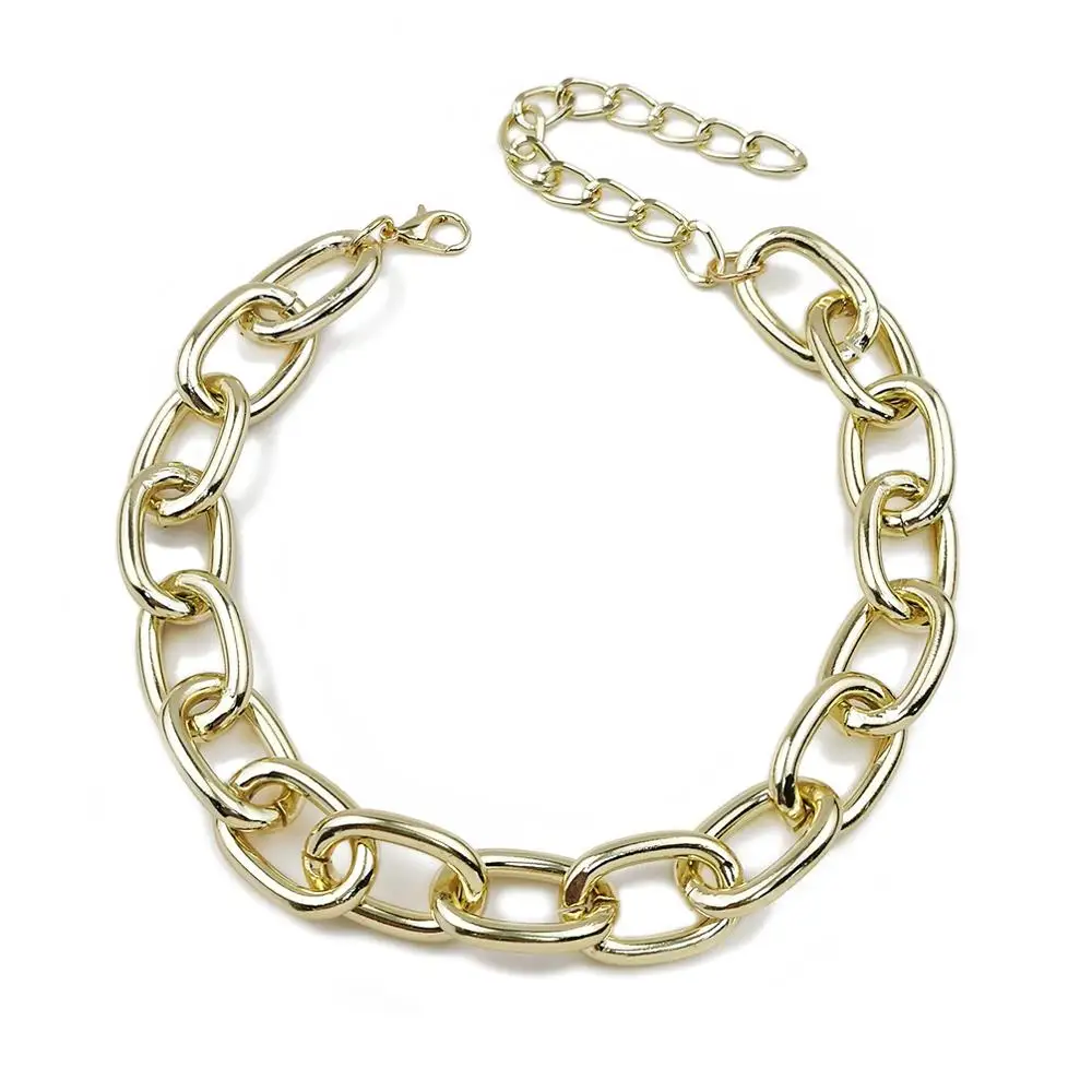 HANSIDON Charm Fashion Metal Choker Gold Plated Chains Chunky Necklaces Collars Statement Jewelry For Women New