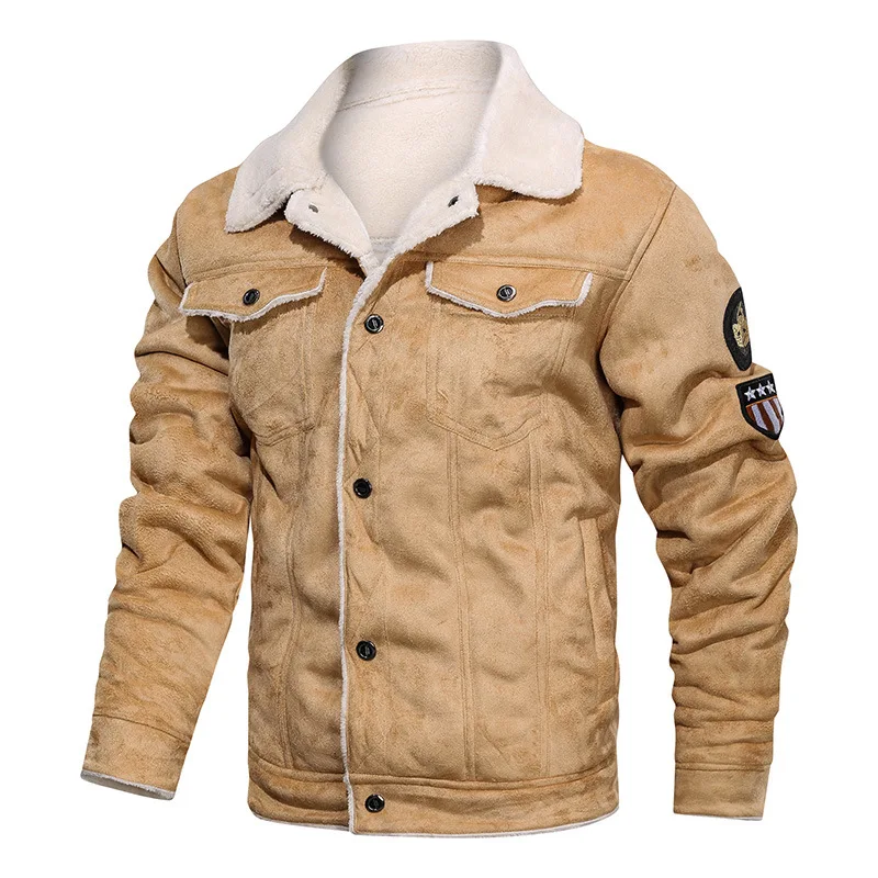 OEM Custom Design Spring Thick Warm Fleece Leather Jacket Coat Men Autumn Outwear Bomber Motor Biker Leather Jacket