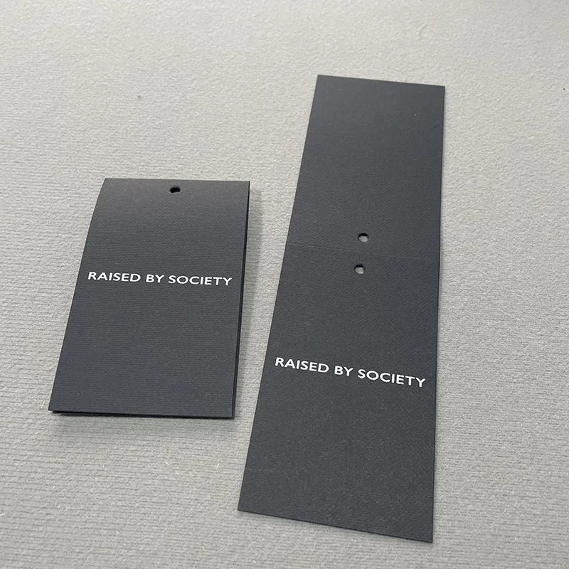 Customized Printing Logo Foldable Tag High Quality Texture Paper Clothes Tag Swing Hanging Price Garment Tags For Shoe/Bags/Gift