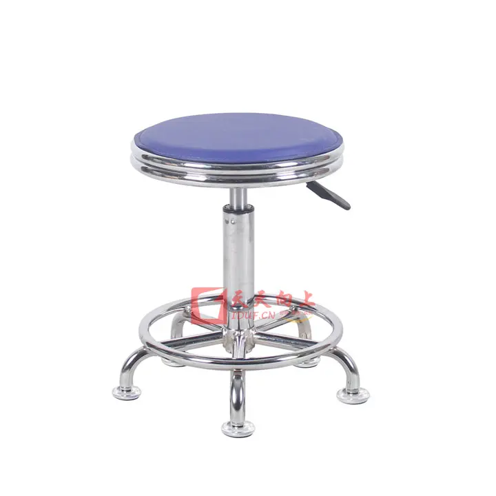 Adjustable Laboratory Stool With Footrest Swivel Leather Seat Lab Stool Fixed Backless Chair For Hospital Workshop Counter