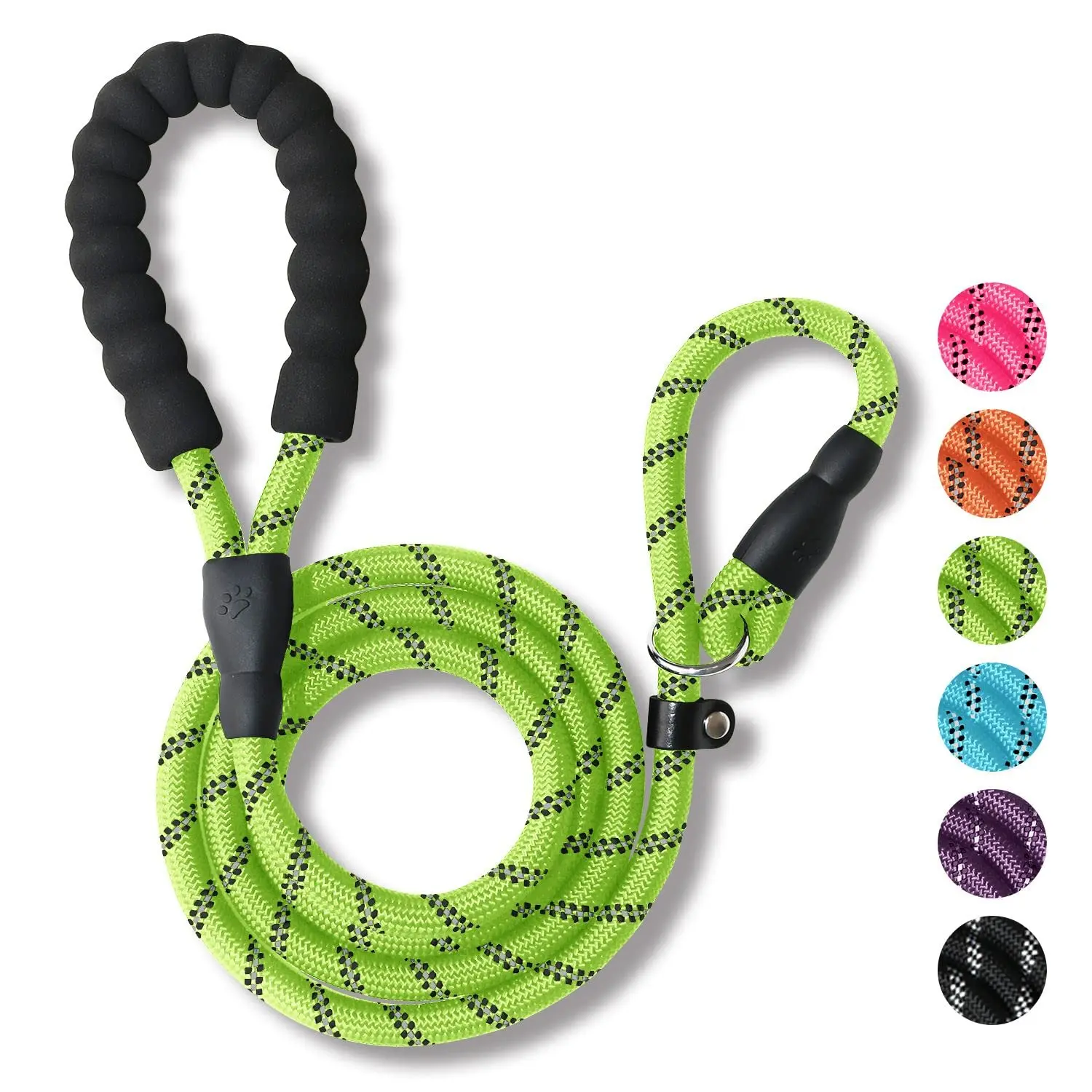 Wholesale customized adjustable choke training P dog running rope polyester nylon leash with collar