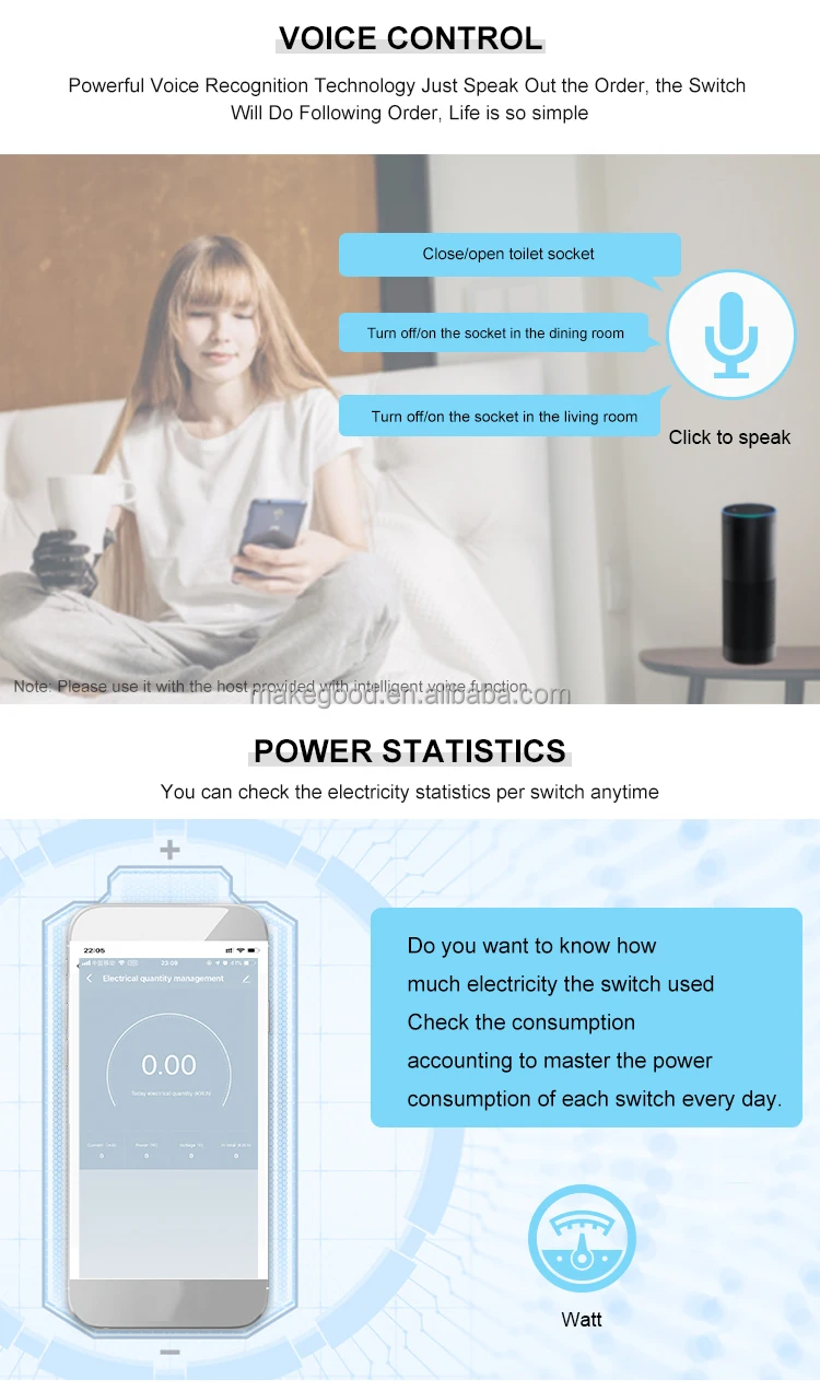 SAA US/AU Standard smart wall switch Dimmer Light Switch White Crystal Glass alexa google voice control Touch dimmer switch