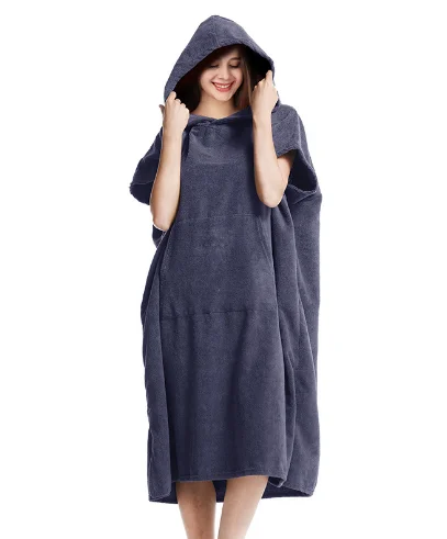 Пользовательское плотное быстросохнущее полотенце из микрофибры для смены пончо с карманом серфинга пляжа плавания на открытом