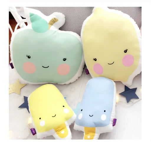 Симпатичная плюшевая подушка в виде яблока, лимона, украшение для детской комнаты, подушки для сна, подарок