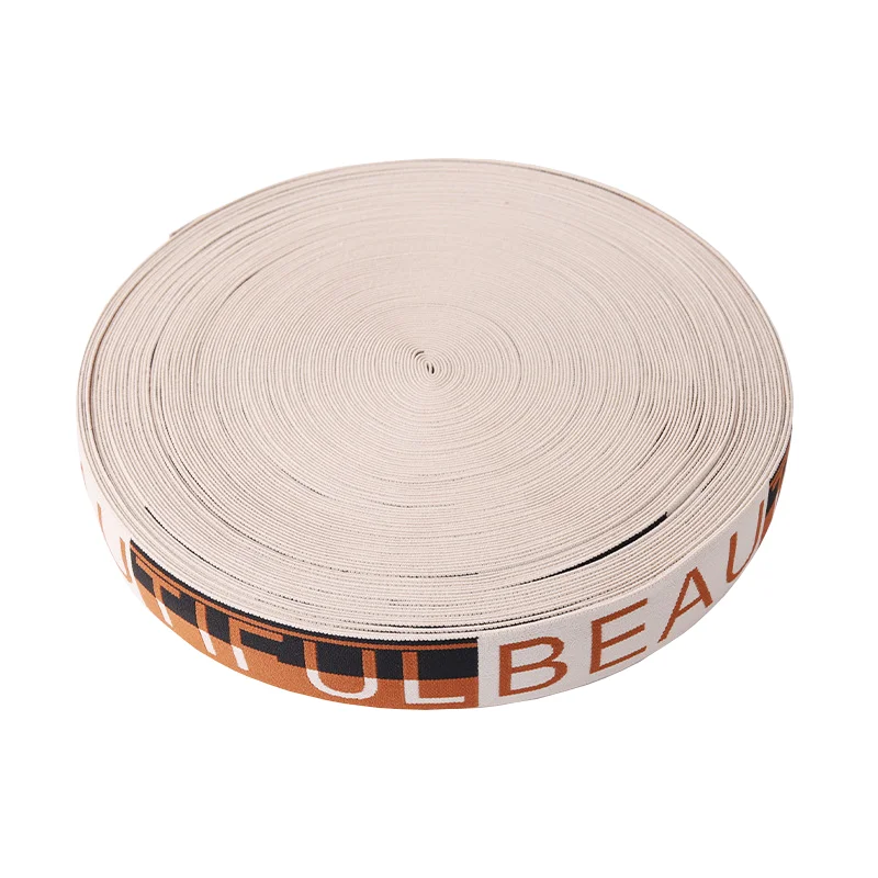 Multicolor computer polyester jacquard elastic band custom high elastic letter Logo elastic belt women