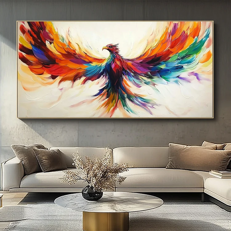 Living Room Decor Colorful Animal Printing Posters Flying Bird Fire Phoenix Paintings Canvas Wall Art