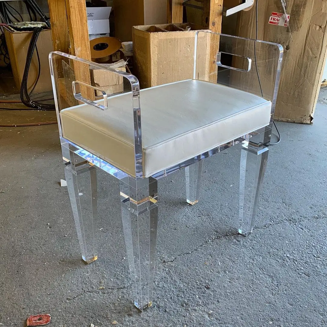 HOMESWEET Unique Designed Clear Acrylic Stools Acrylic Soft Stool Chair Lucite Acrylic Step Stool