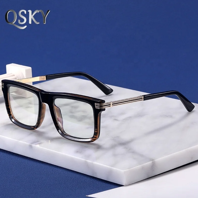 51539 Qsky новинка мужские высококачественные оптические оправы TR90 очки с голубым светом для близорукости простые квадратные против синего света
