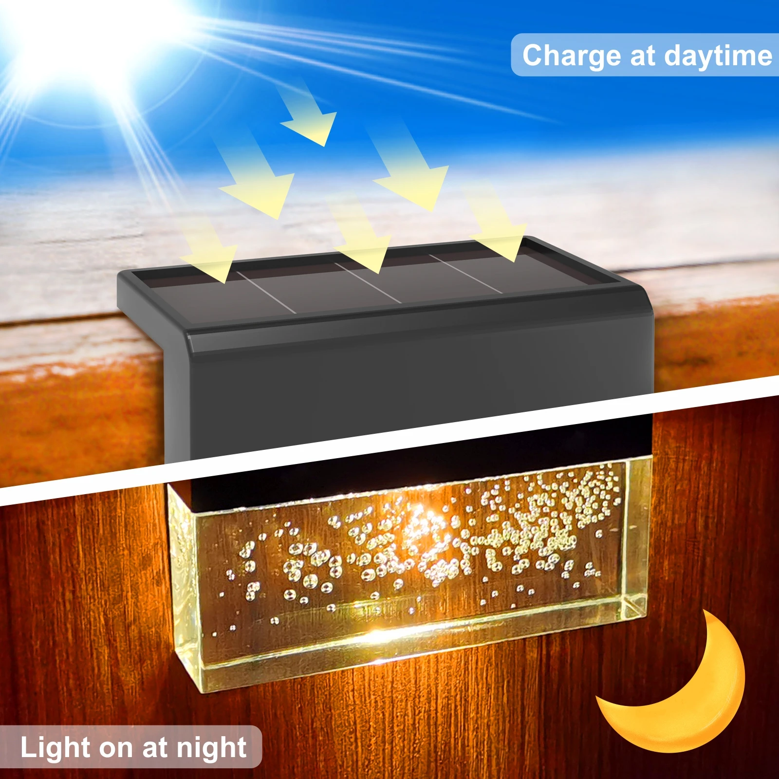 2023 Hot Sale RGB Outdoor Solar Garden Fence Light IP65 Waterproof Decorative Step Bubble Wall Lamp