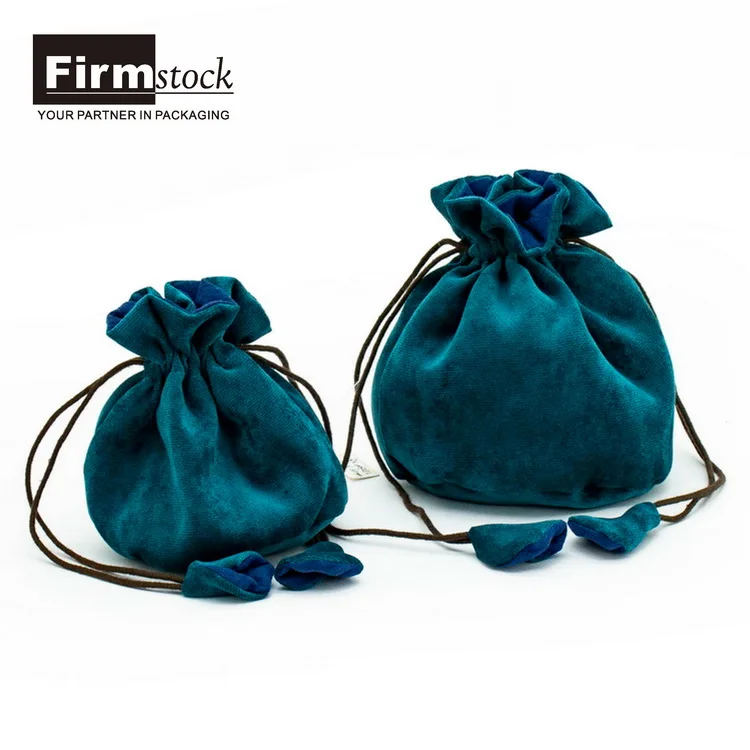 Anti Tarnish Velvet Fabric Custom Logo Green Texture Wholesale Organizer Pouch Jewelry Bag