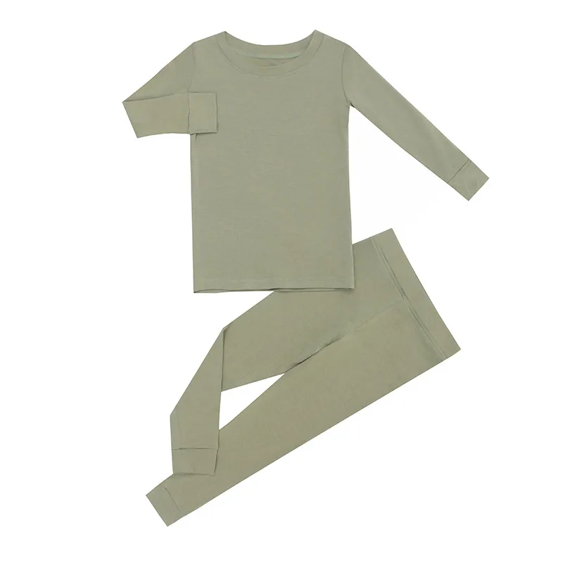 95%Bamboo +5% Spandex Custom Solid Color Bamboo Pajamas Baby Sleepwear Kids Bamboo Pajamas Set