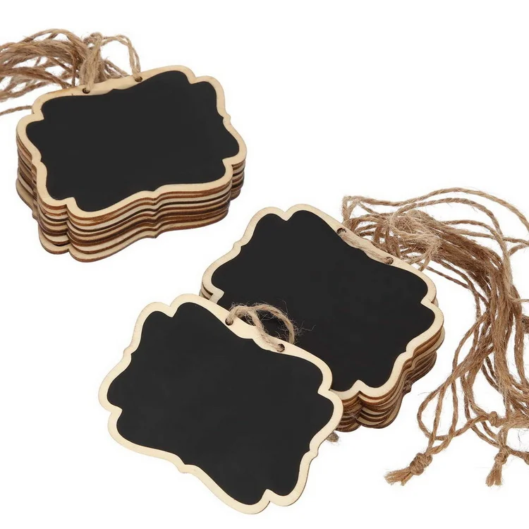 8X6CM Chalkboard Tags Hanging Wooden Chalkboard Signs Mini Wood Chalkboard Labels Rectangle Blackboard Tags Massage Board Signs